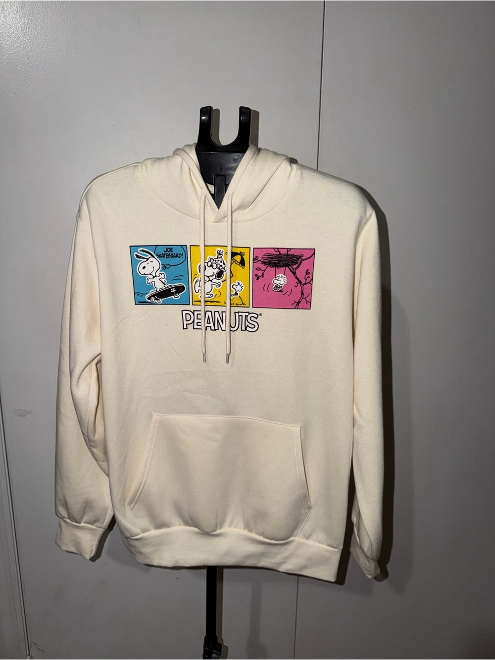 Peanuts Cream Hoodie with Blue, Yellow & Pink Panels - Men